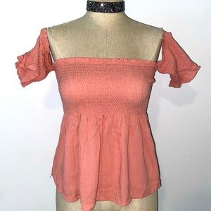 ❤️ Pink & Strapless Blouse